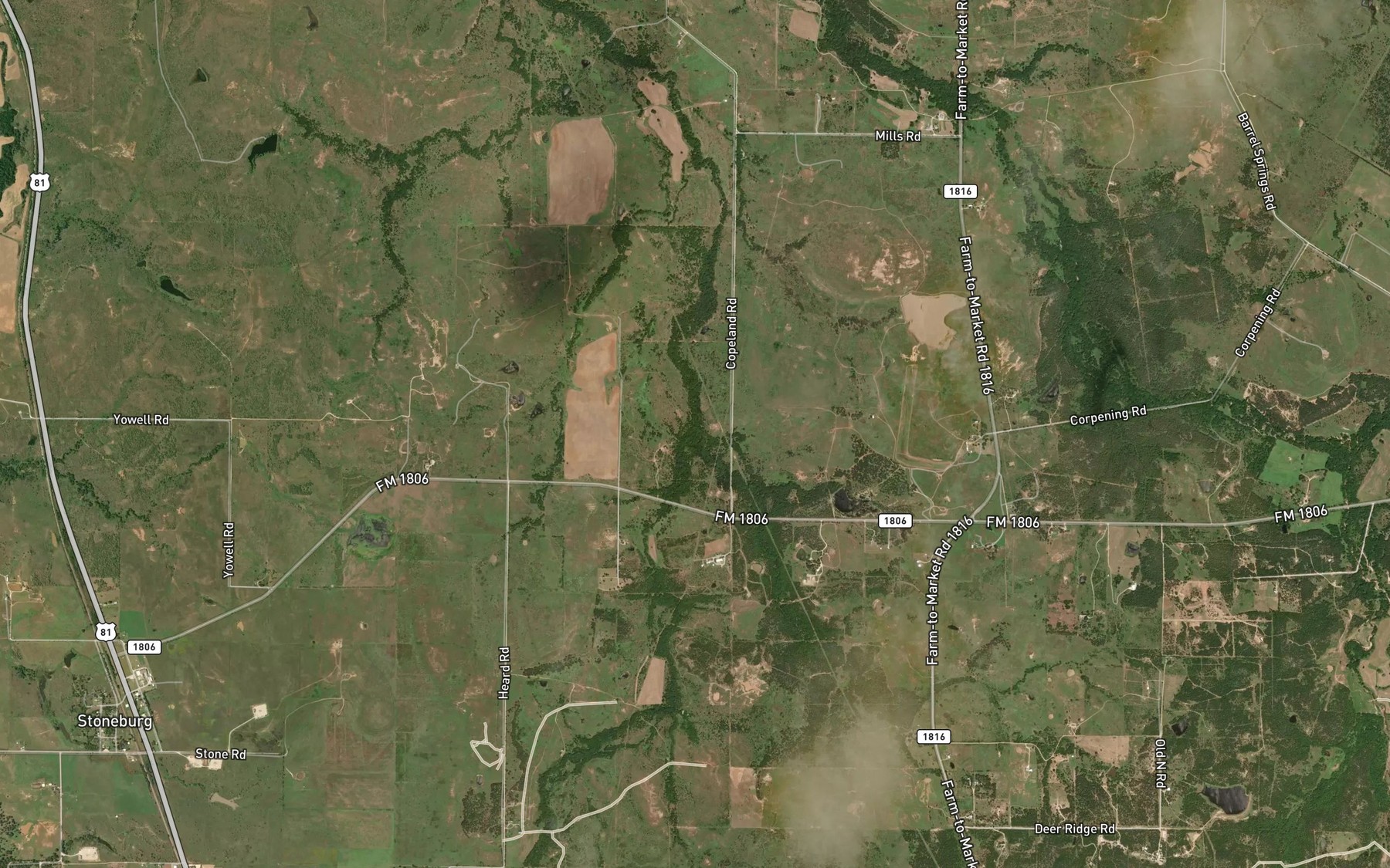 Satellite map of the Polecat Creek