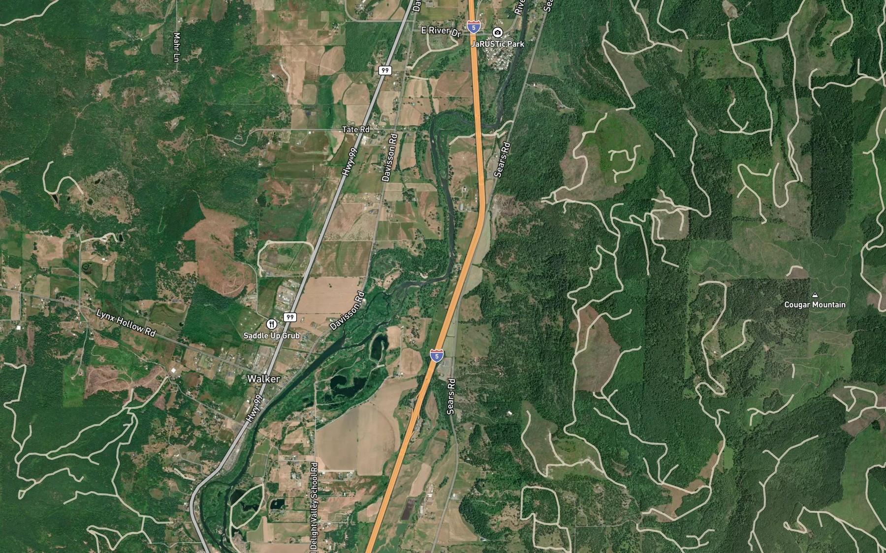 Satellite map of the Gettings Creek