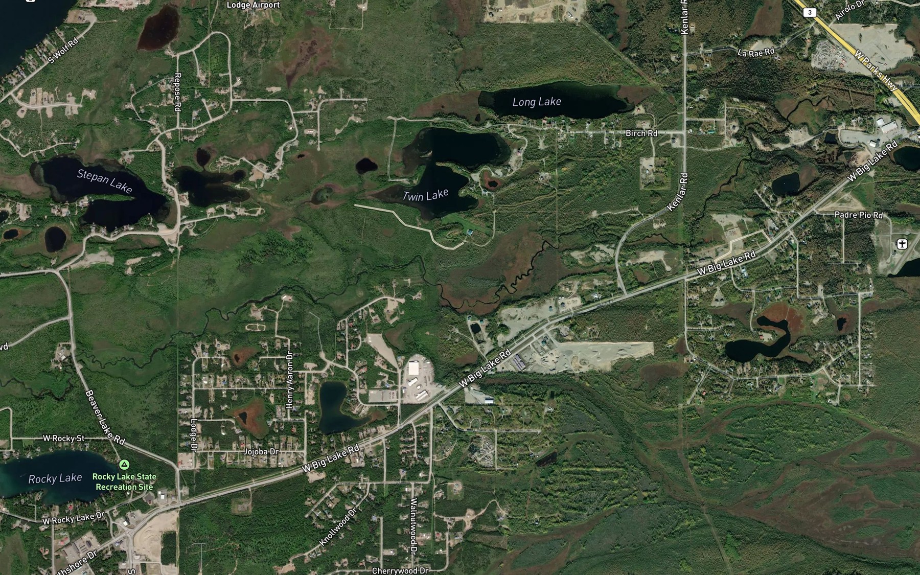 Satellite map of the Little Meadow Creek
