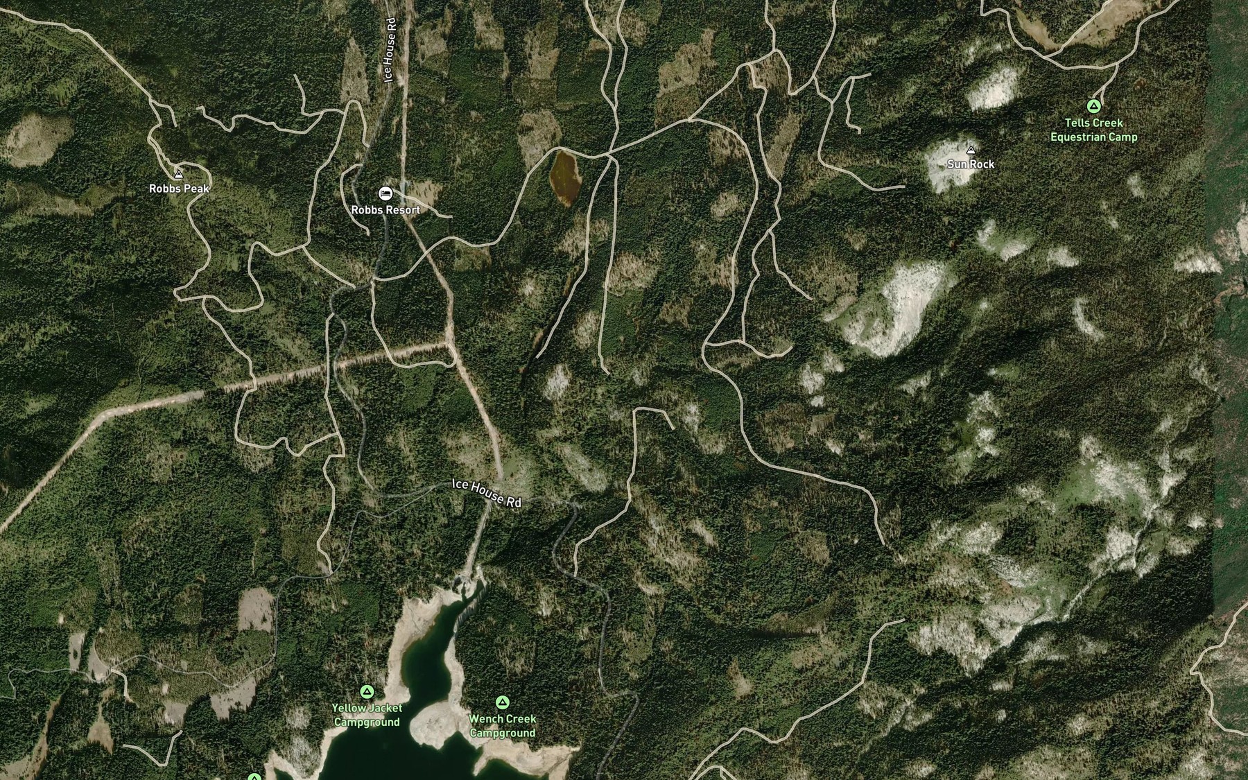 Satellite map of the Cheese Camp Creek