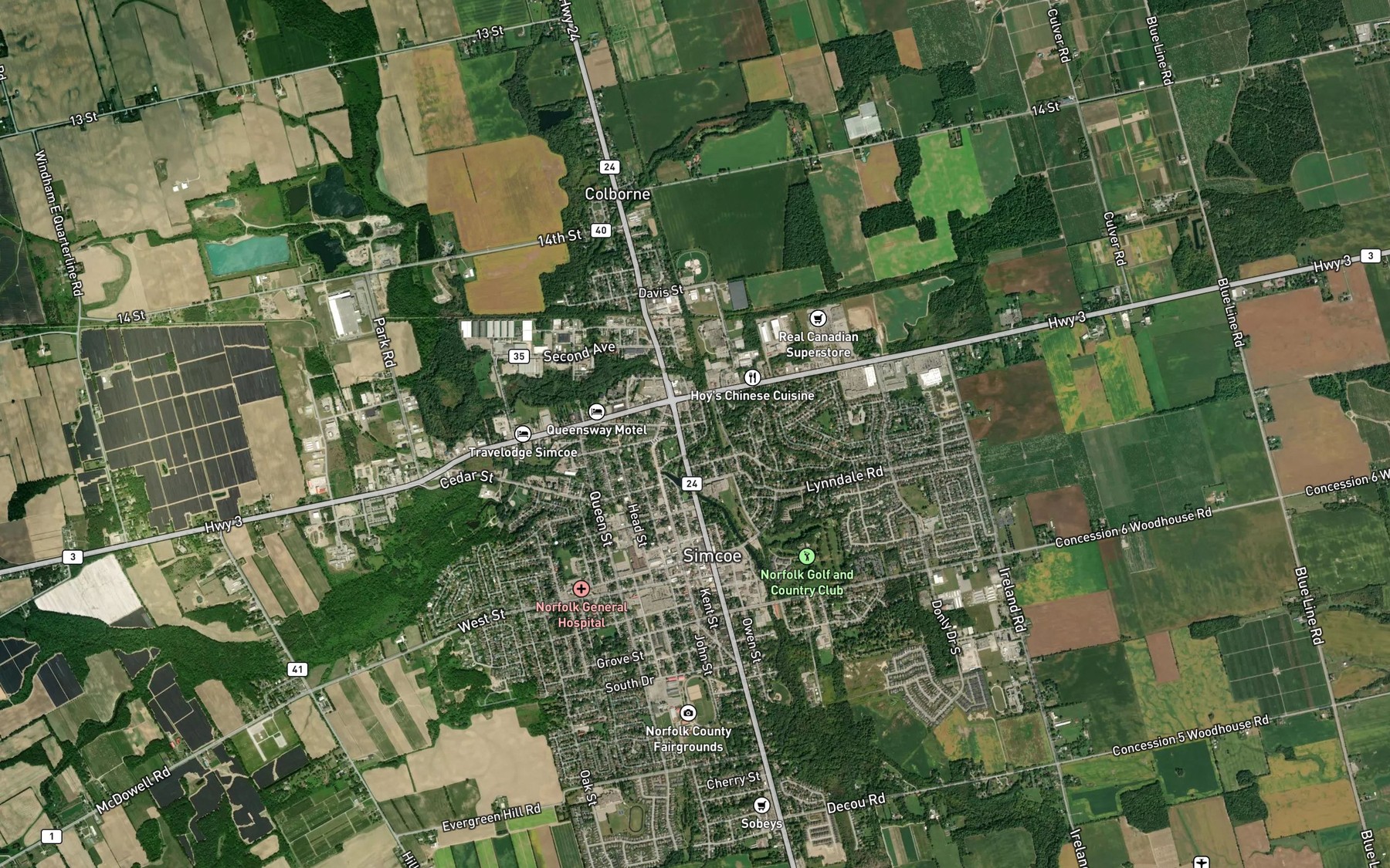 Satellite map of the Dingle Creek