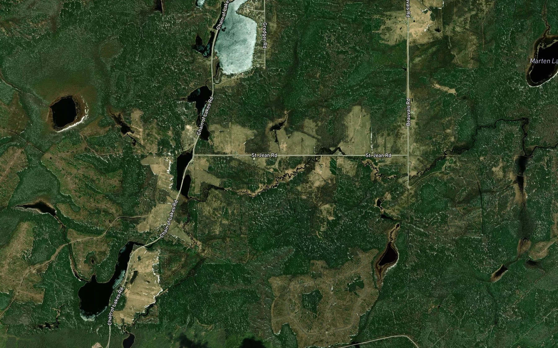 Satellite map of the D'Amour Creek