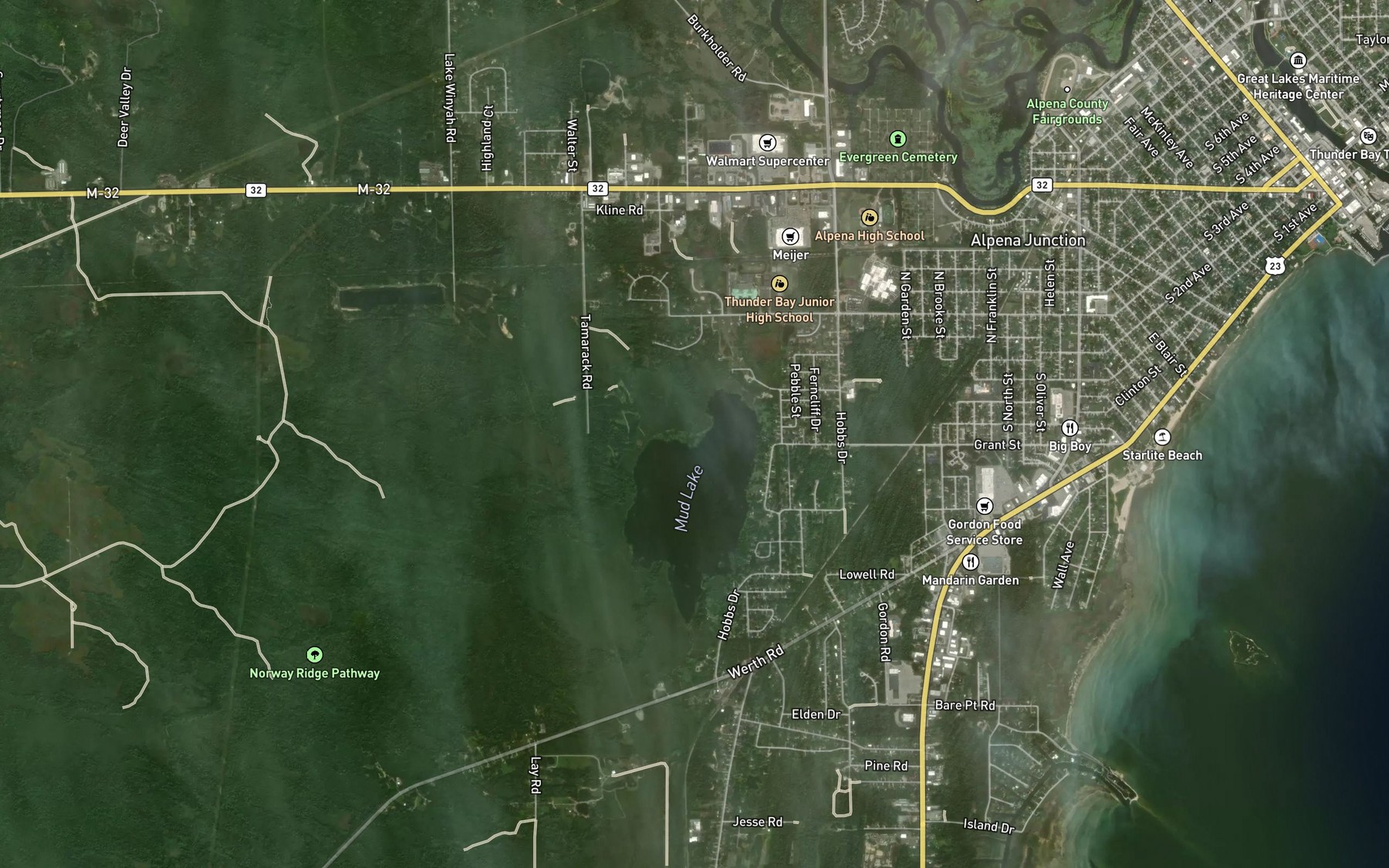 Satellite map of the McLary Creek