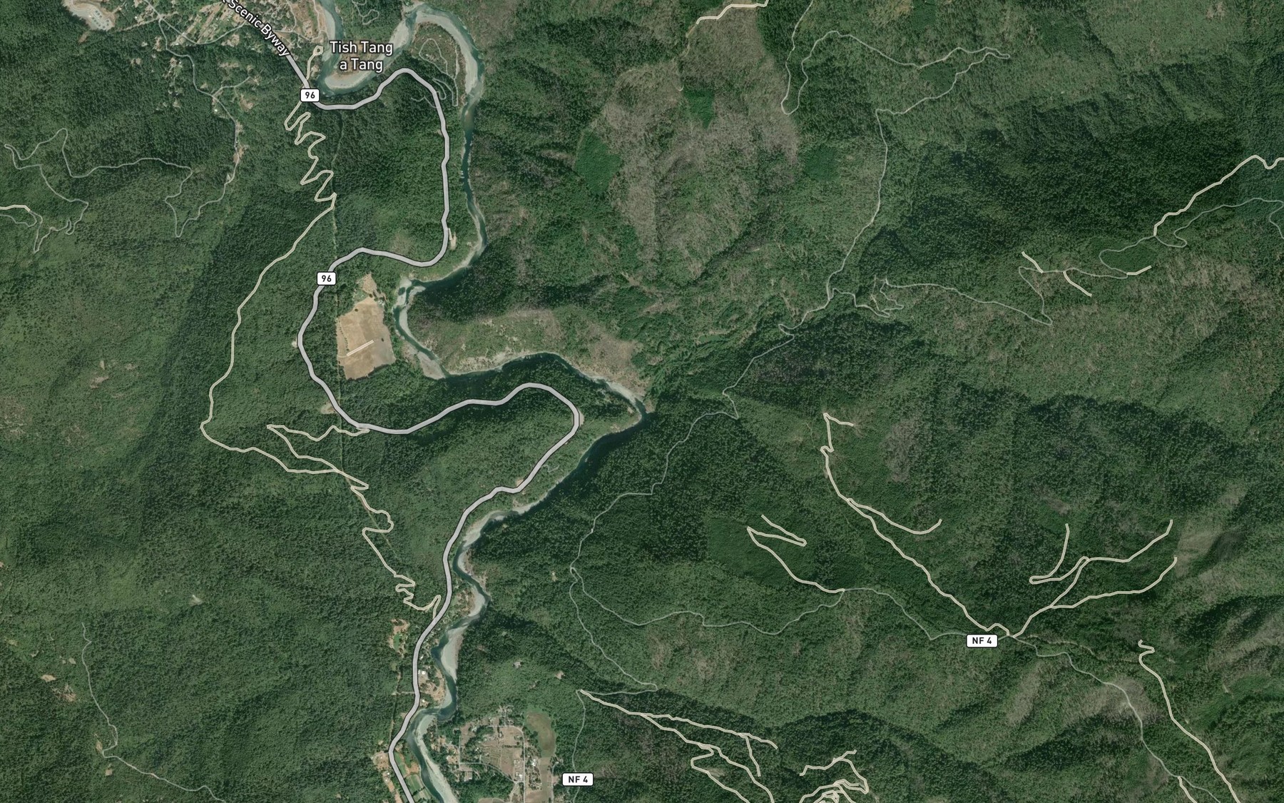 Satellite map of the Horse Linto Creek