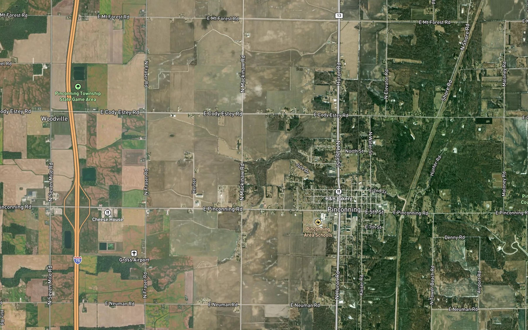 Satellite map of the Fanger Drain