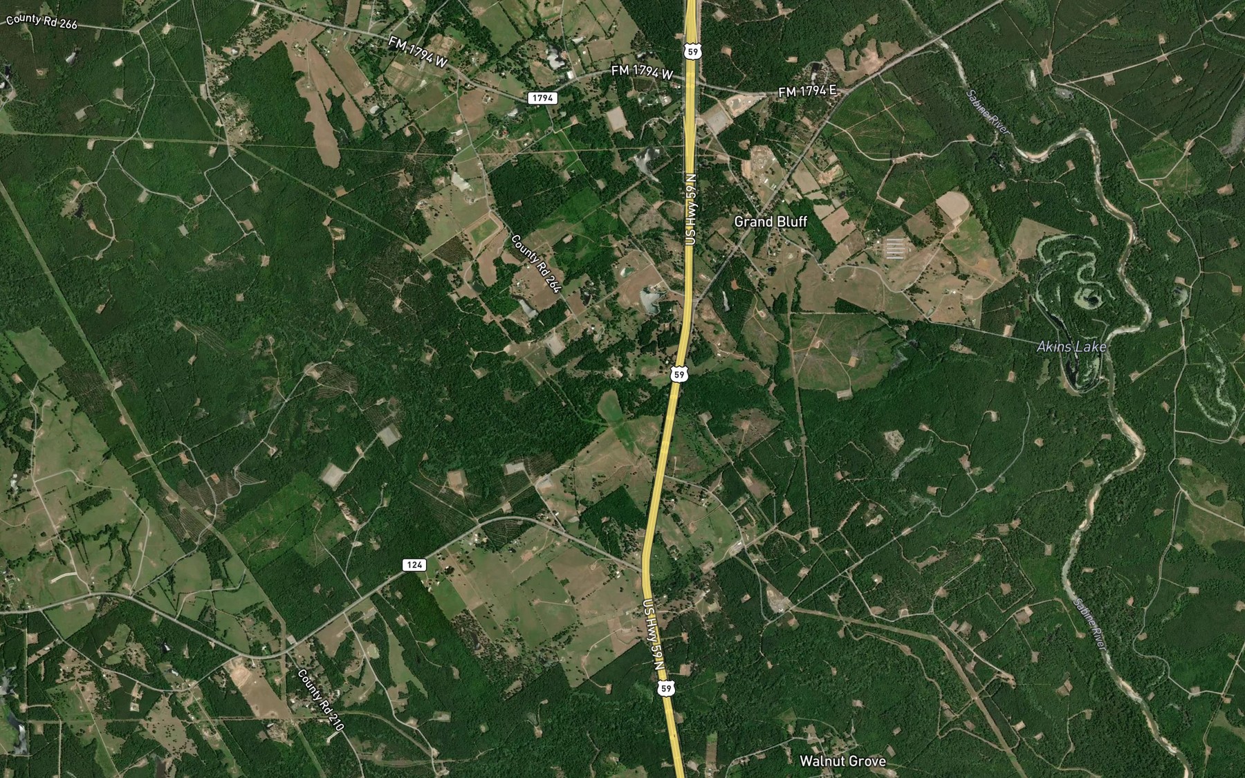 Satellite map of the Dillard Creek
