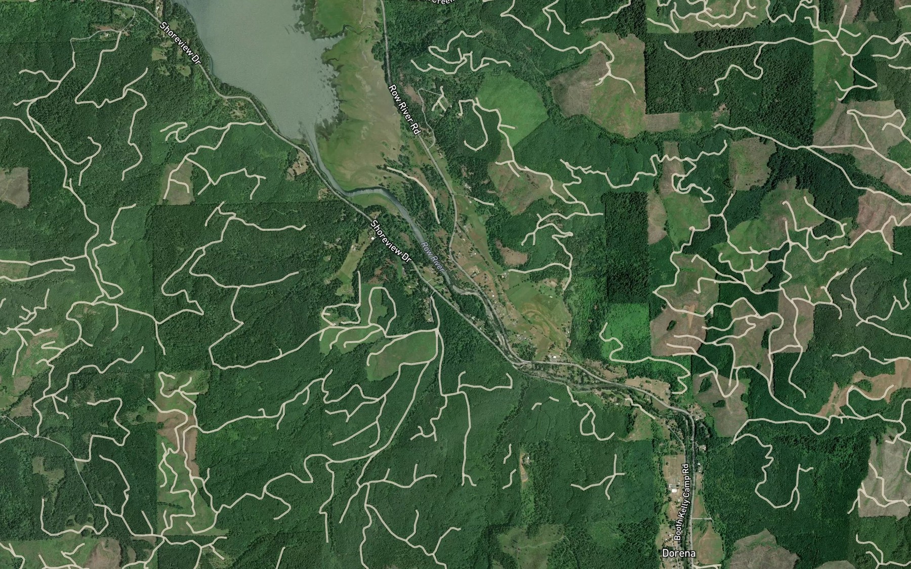 Satellite map of the Anderson Creek