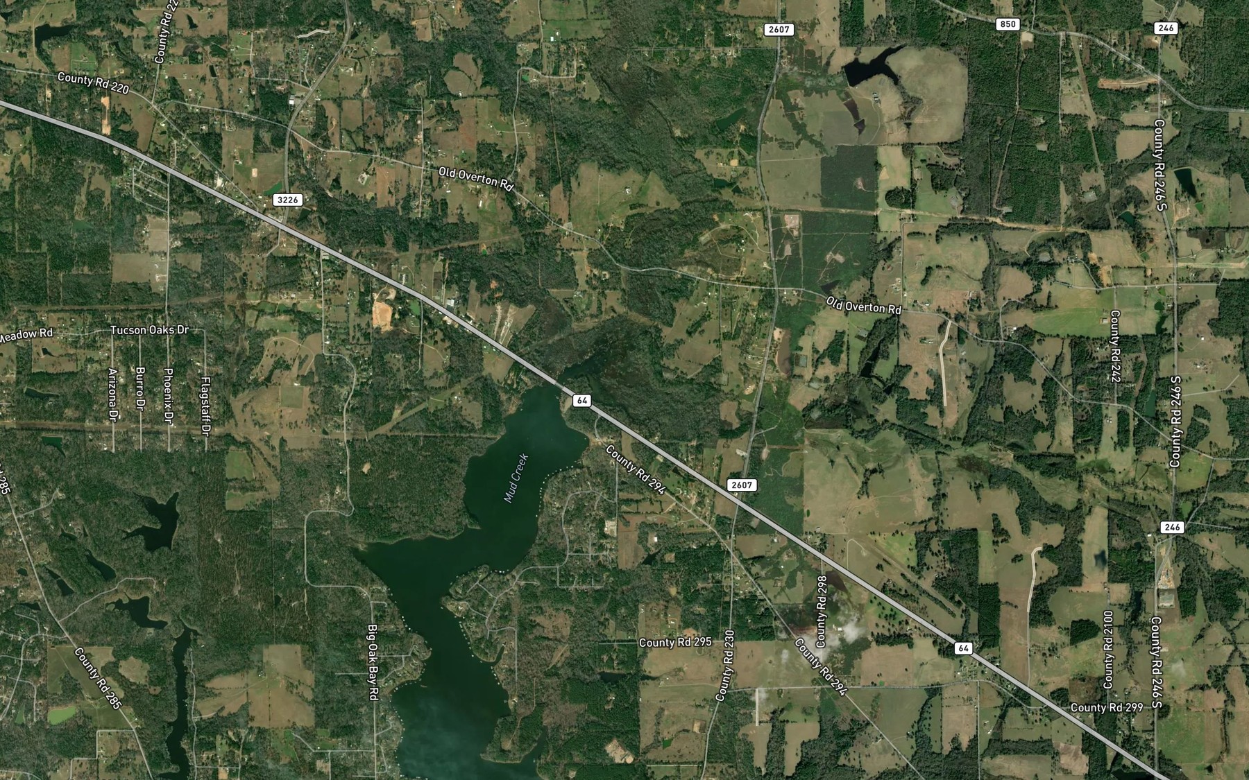 Satellite map of the Caney Creek