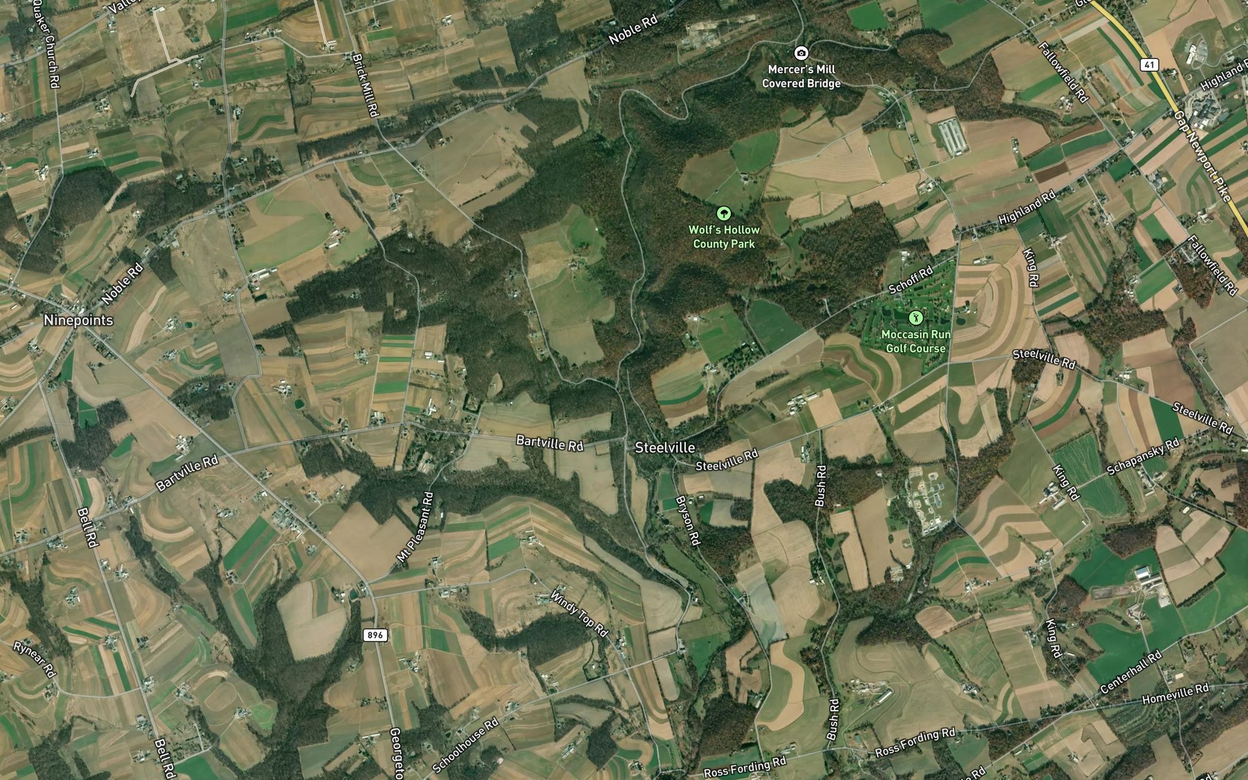 Satellite map of the Knott Run