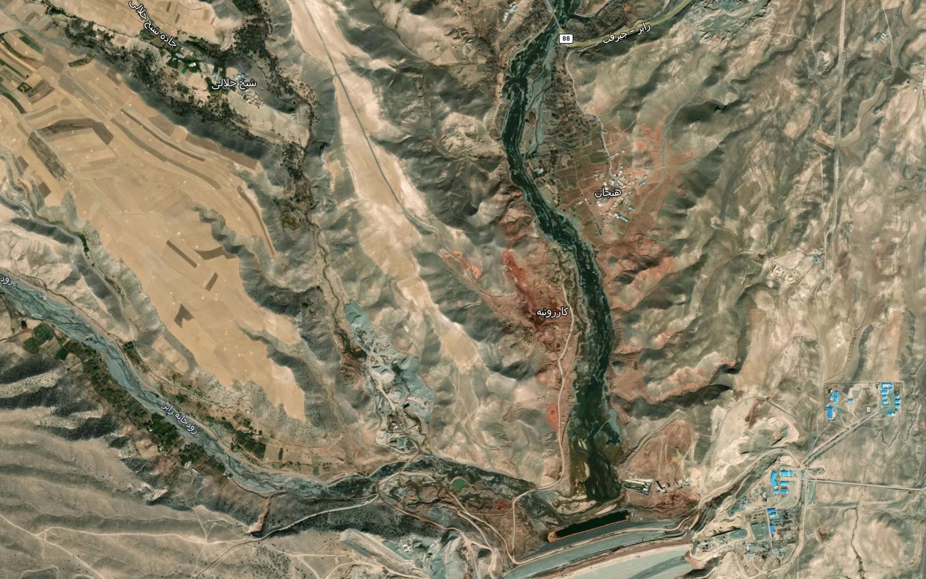 Satellite map of the Rudkhaneh-ye Rabor