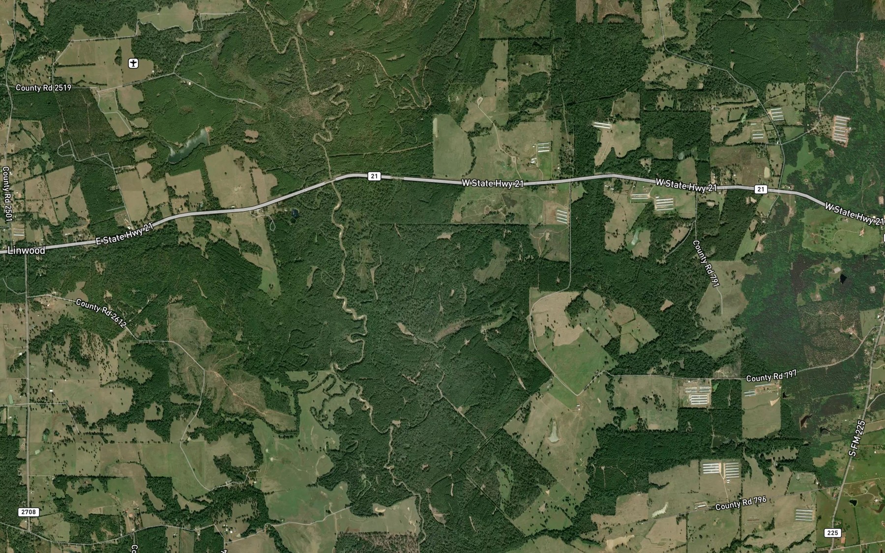 Satellite map of the Gibbons Creek