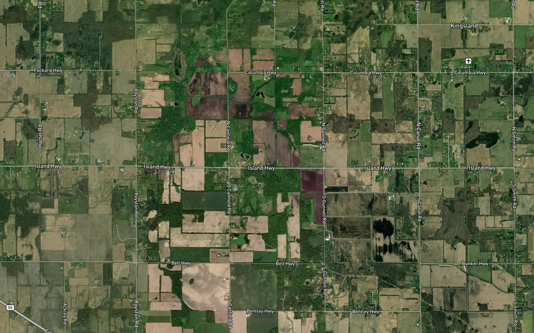 Satellite map of the Gruesbeck Drain