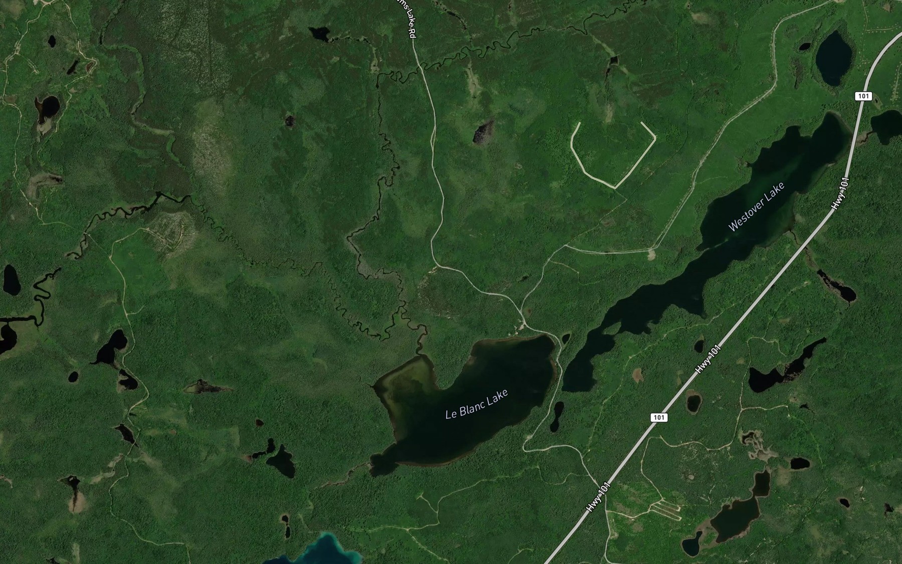 Satellite map of the Westover Creek