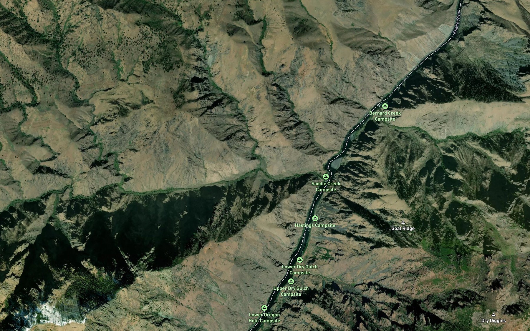Satellite map of the Rough Creek