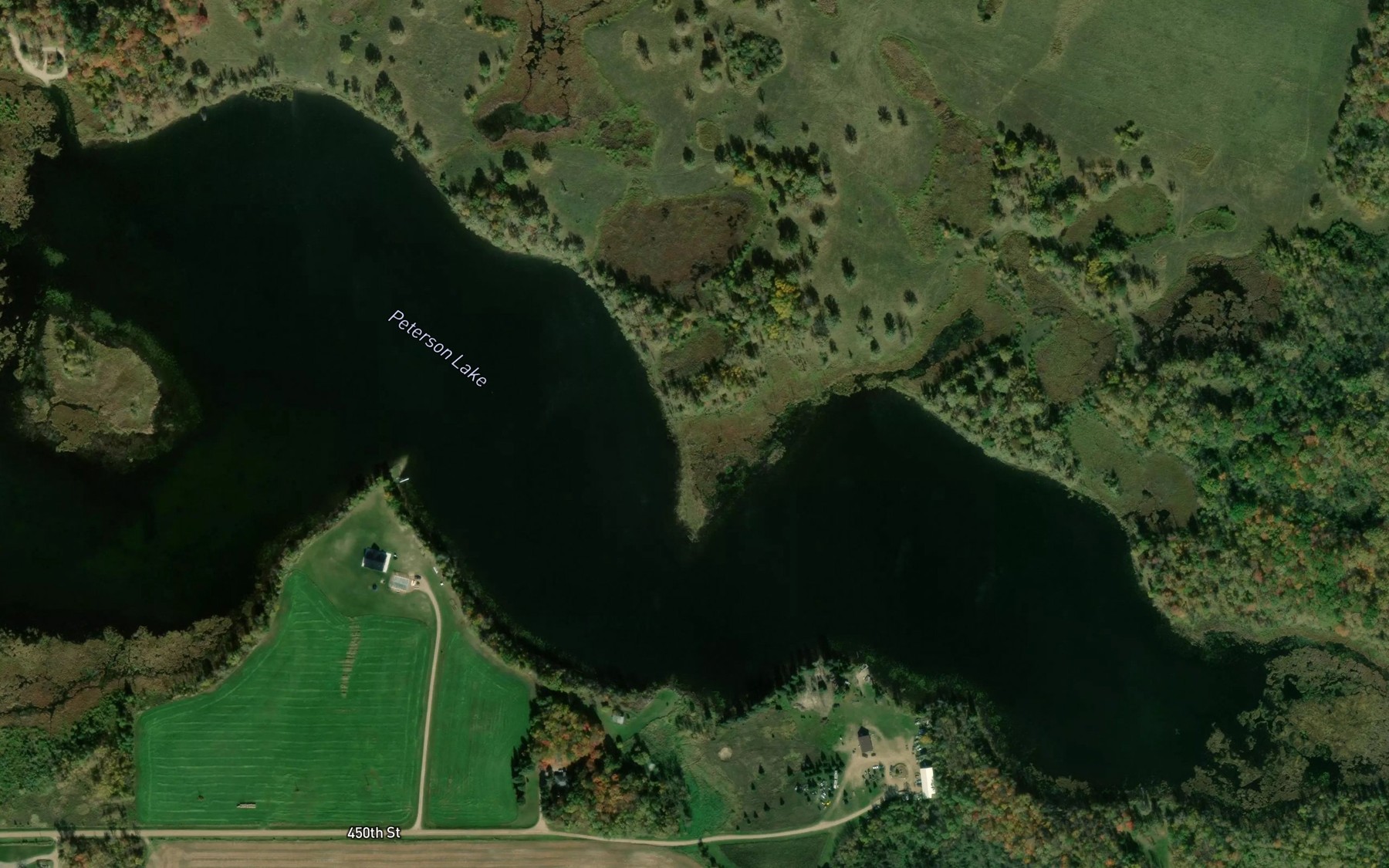Satellite map of the Peterson Lake