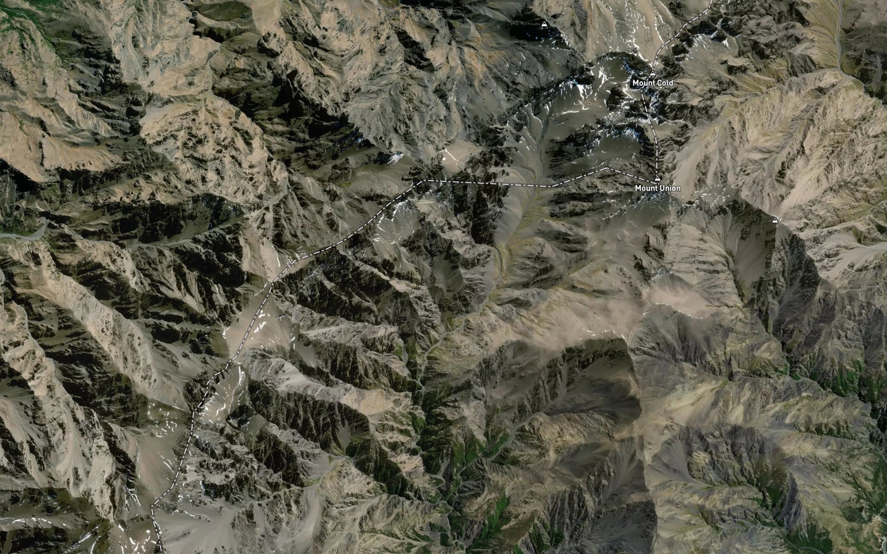 Satellite map of the Bluff River