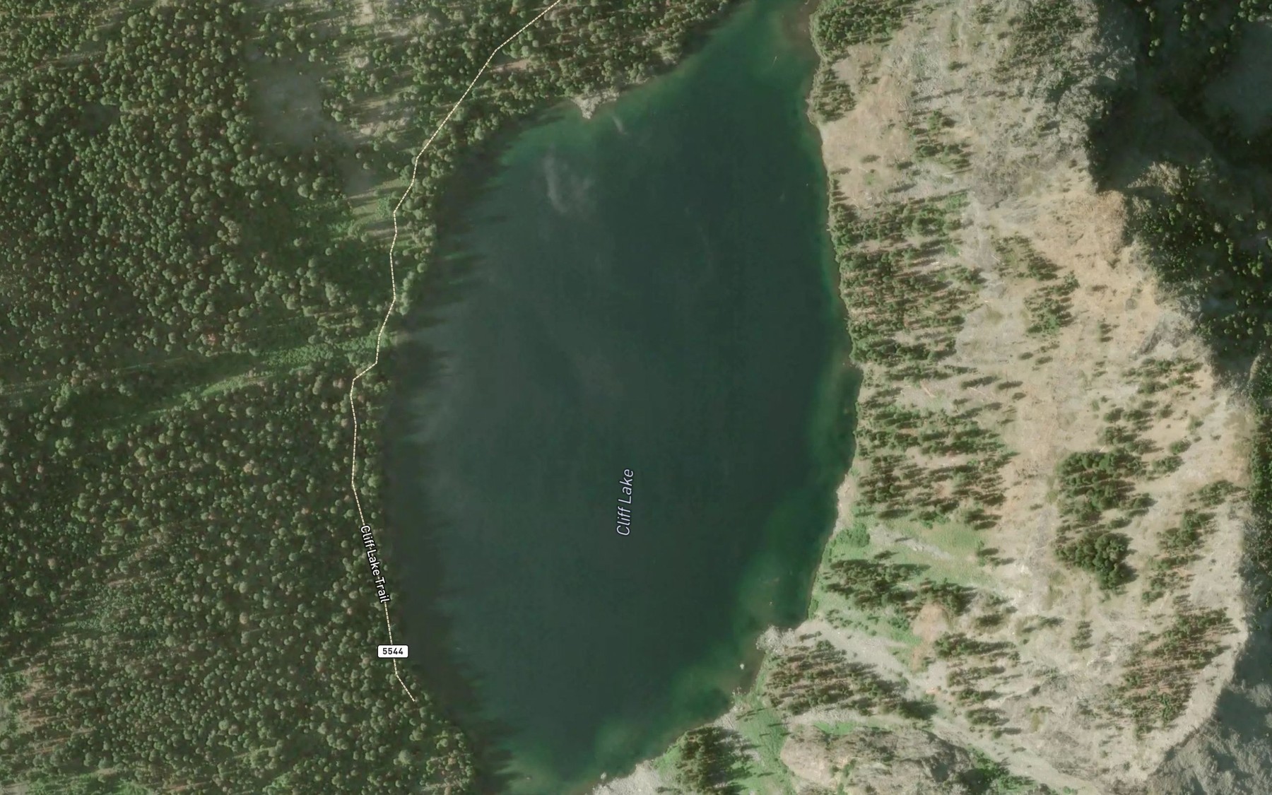 Satellite map of the Cliff Lake