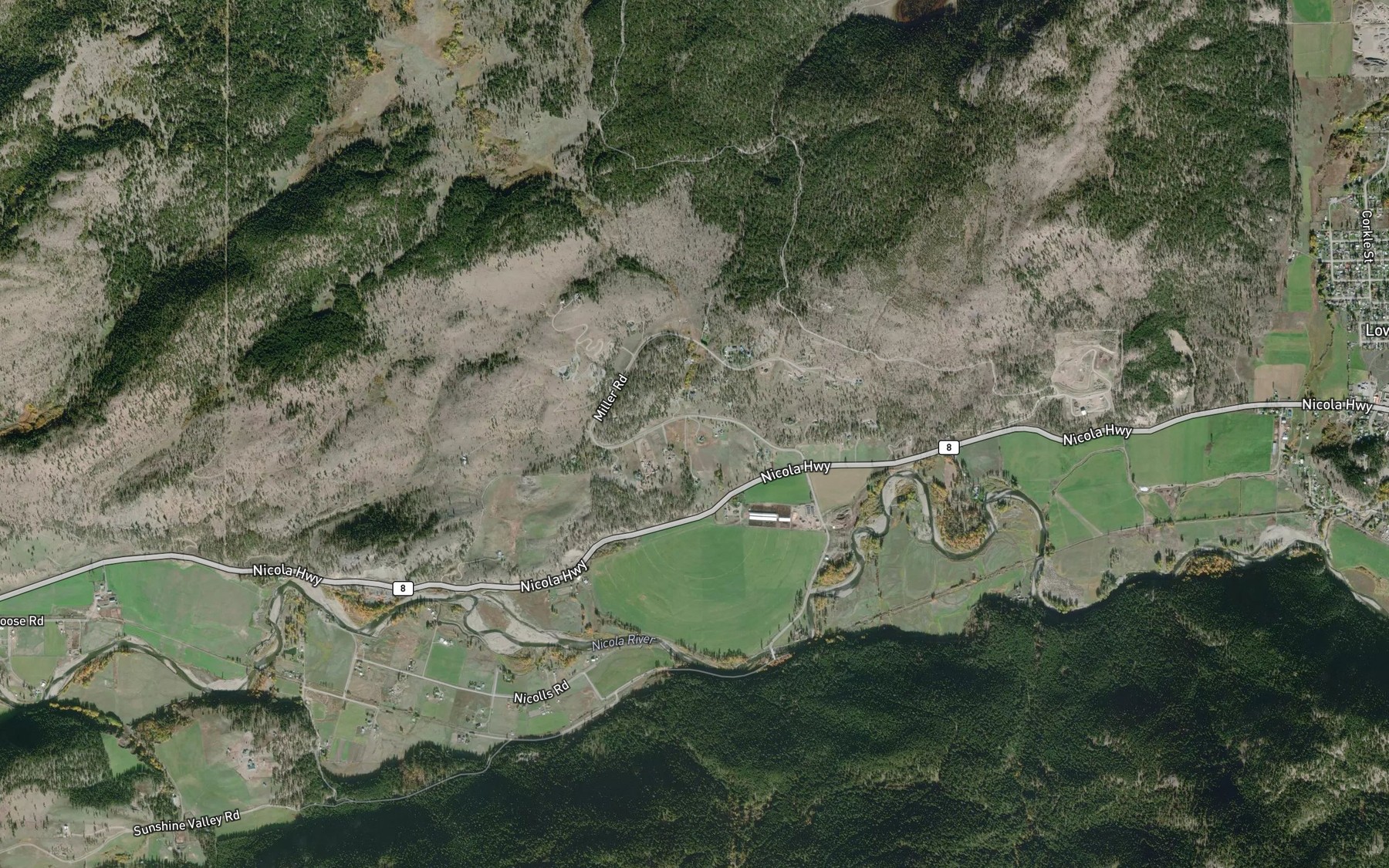 Satellite map of the Winney Creek