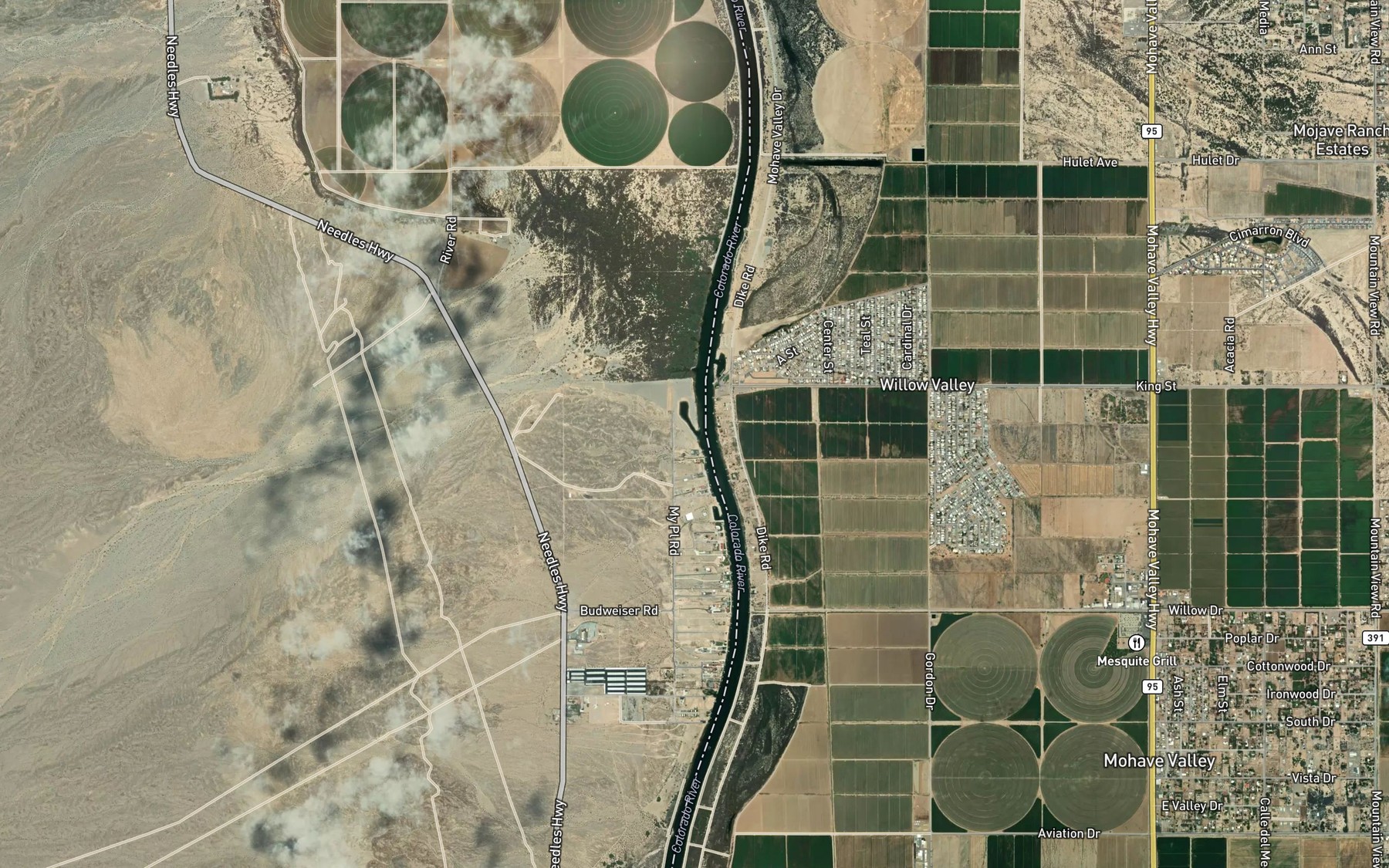 Satellite map of the Piute Wash