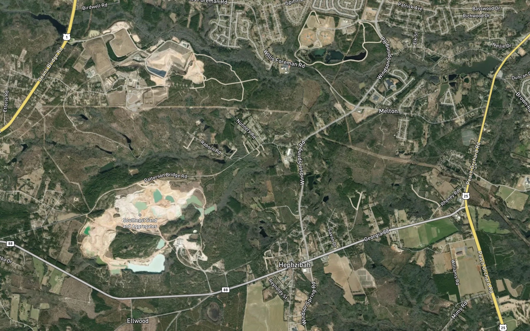 Satellite map of the Grindstone Branch