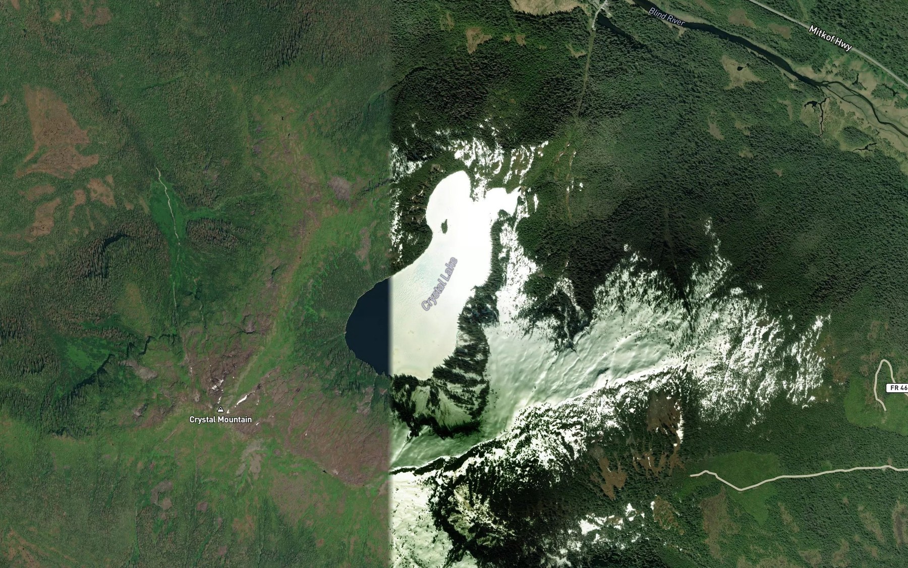 Satellite map of the Crystal Lake