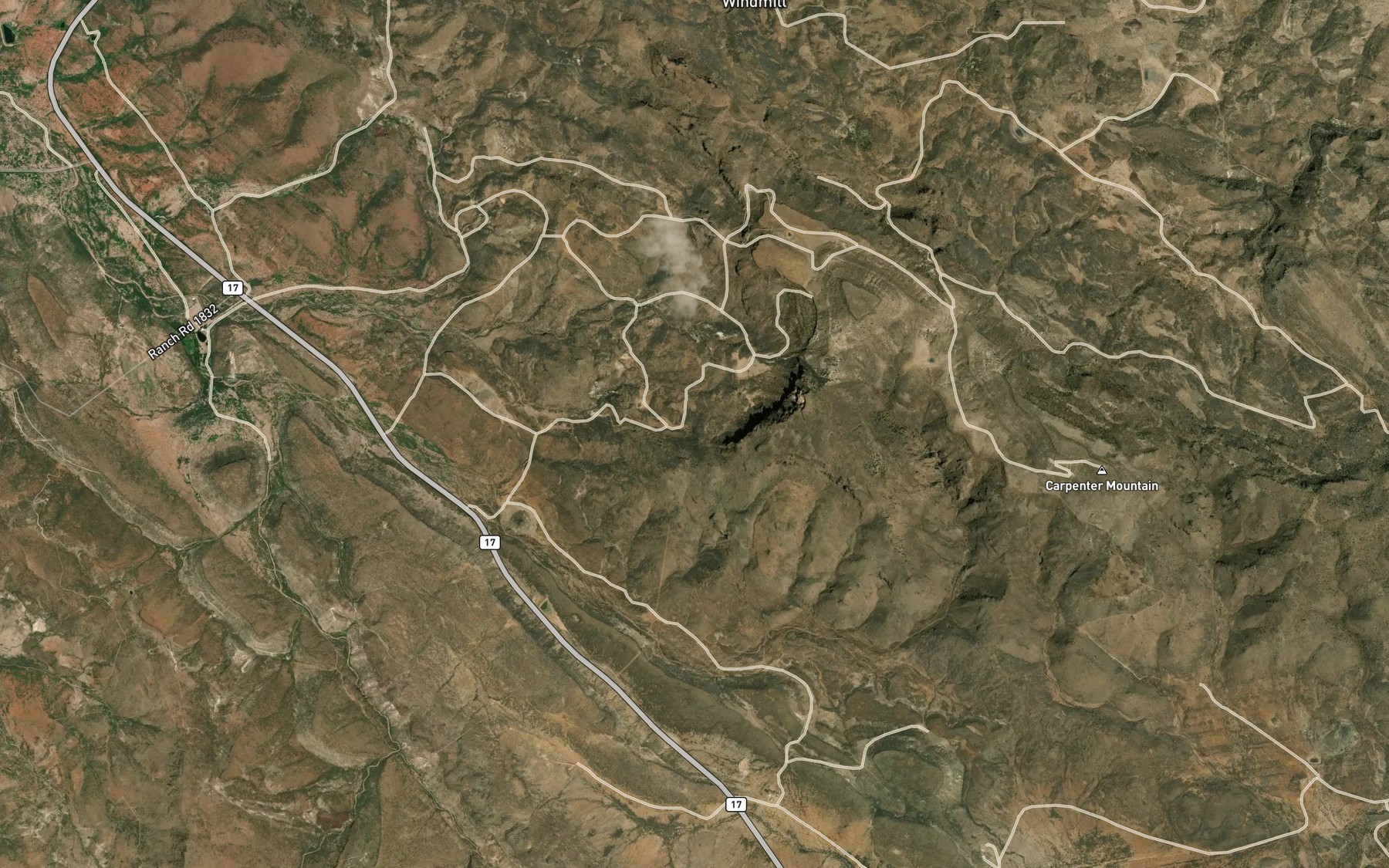 Satellite map of the Cow Heaven Spring