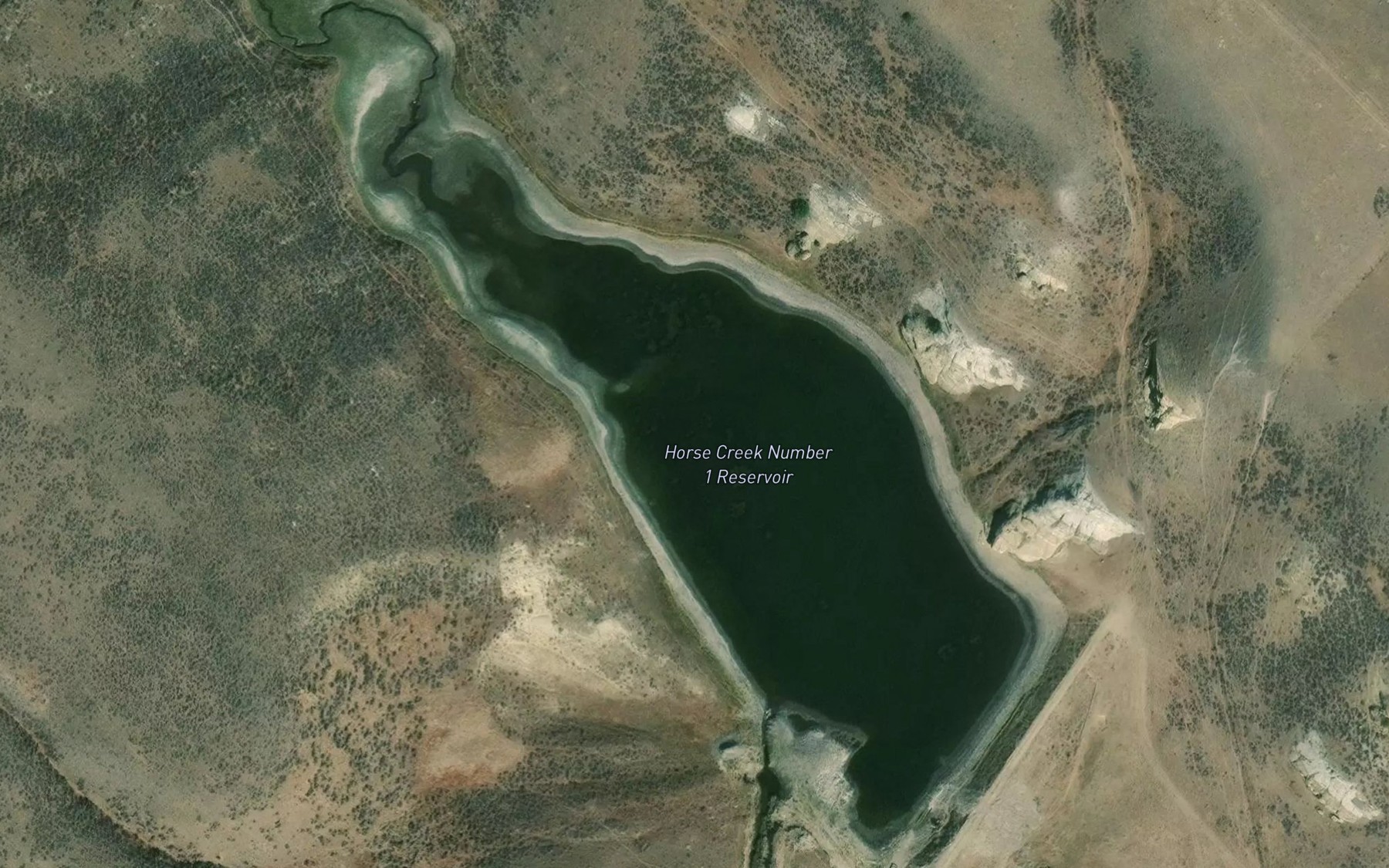 Satellite map of the Rush Creek Reservoir
