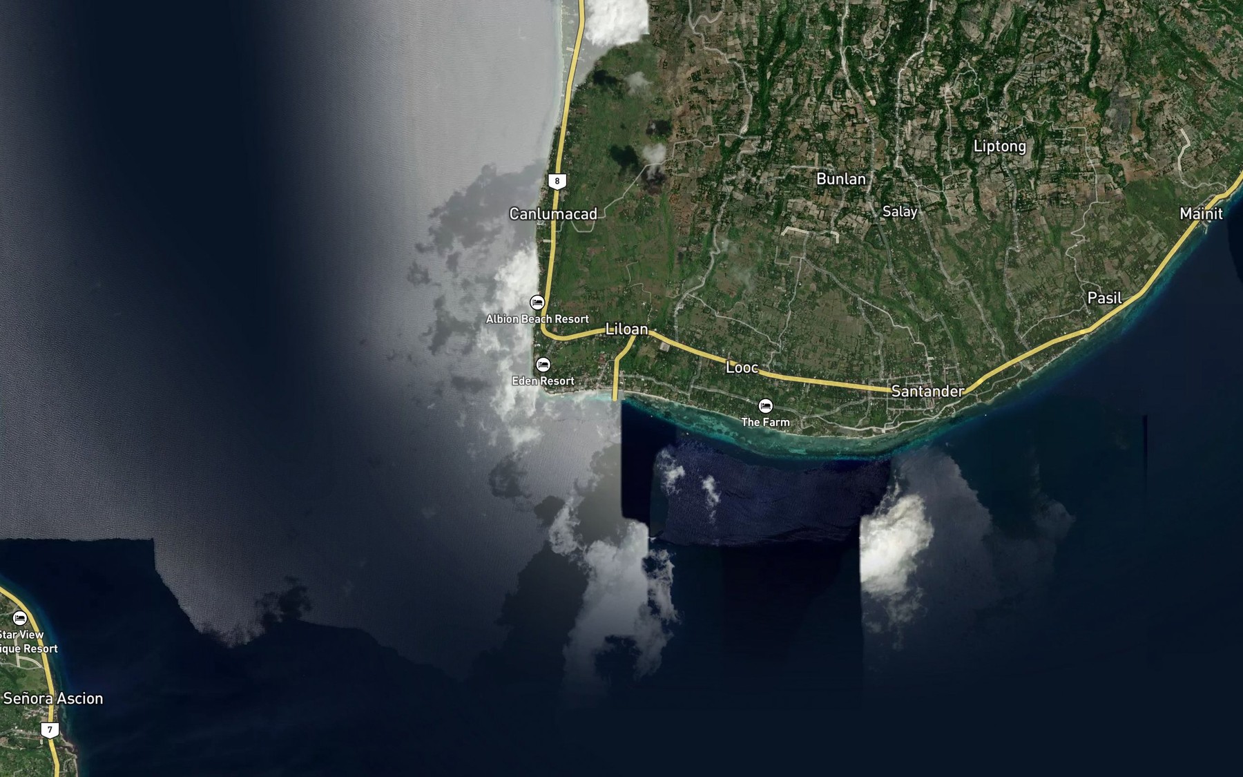 Satellite map of the Liloan River
