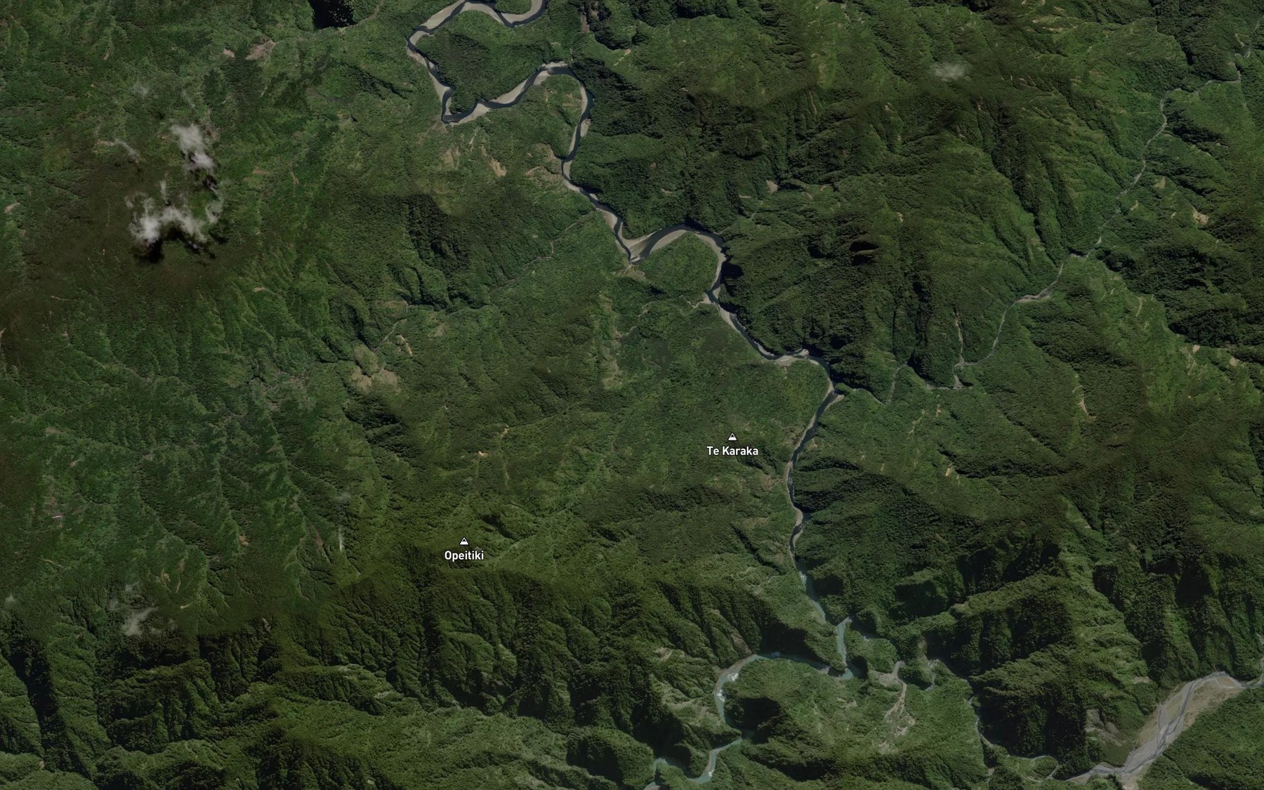 Satellite map of the Te Urutu Stream