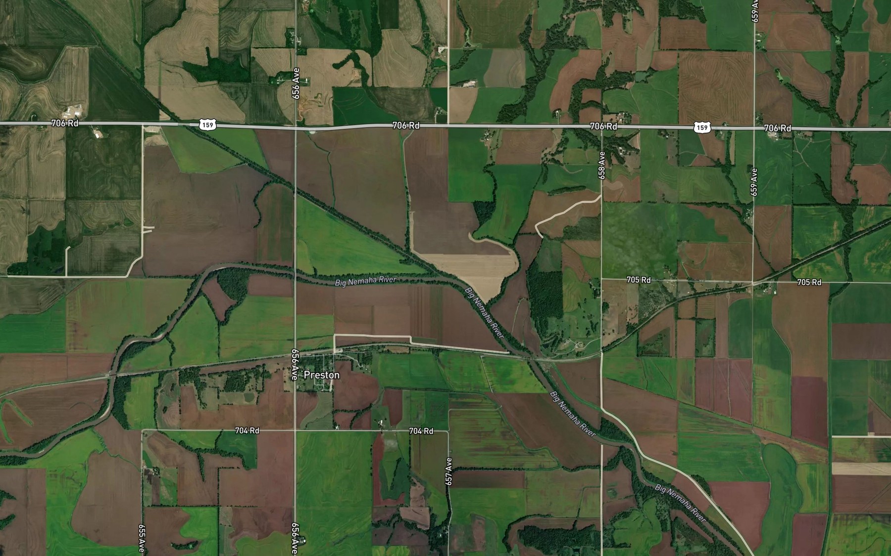 Satellite map of the Muddy Creek