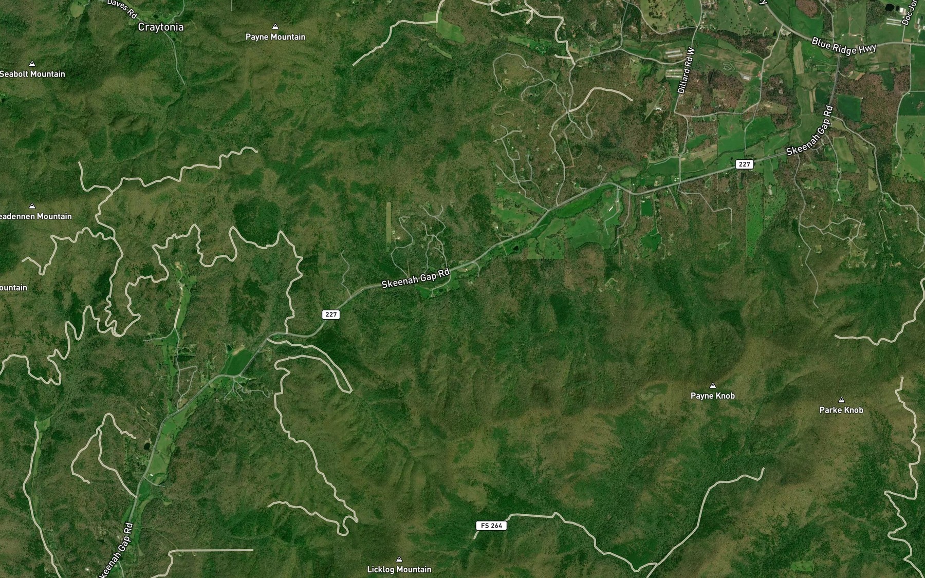 Satellite map of the Rhodes Cove