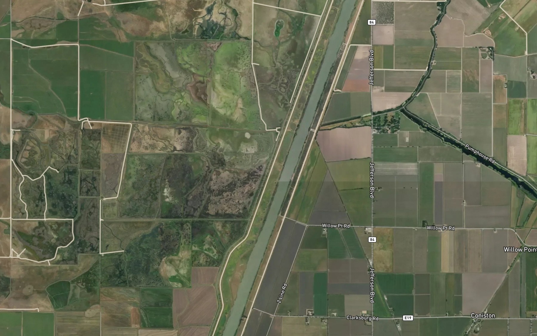 Satellite map of the Toe Drain