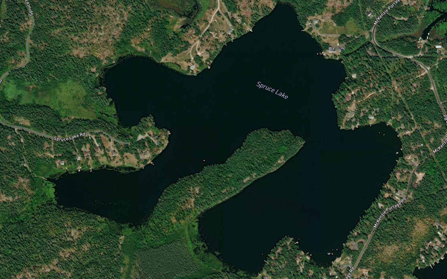 Satellite map of the Spruce Lake