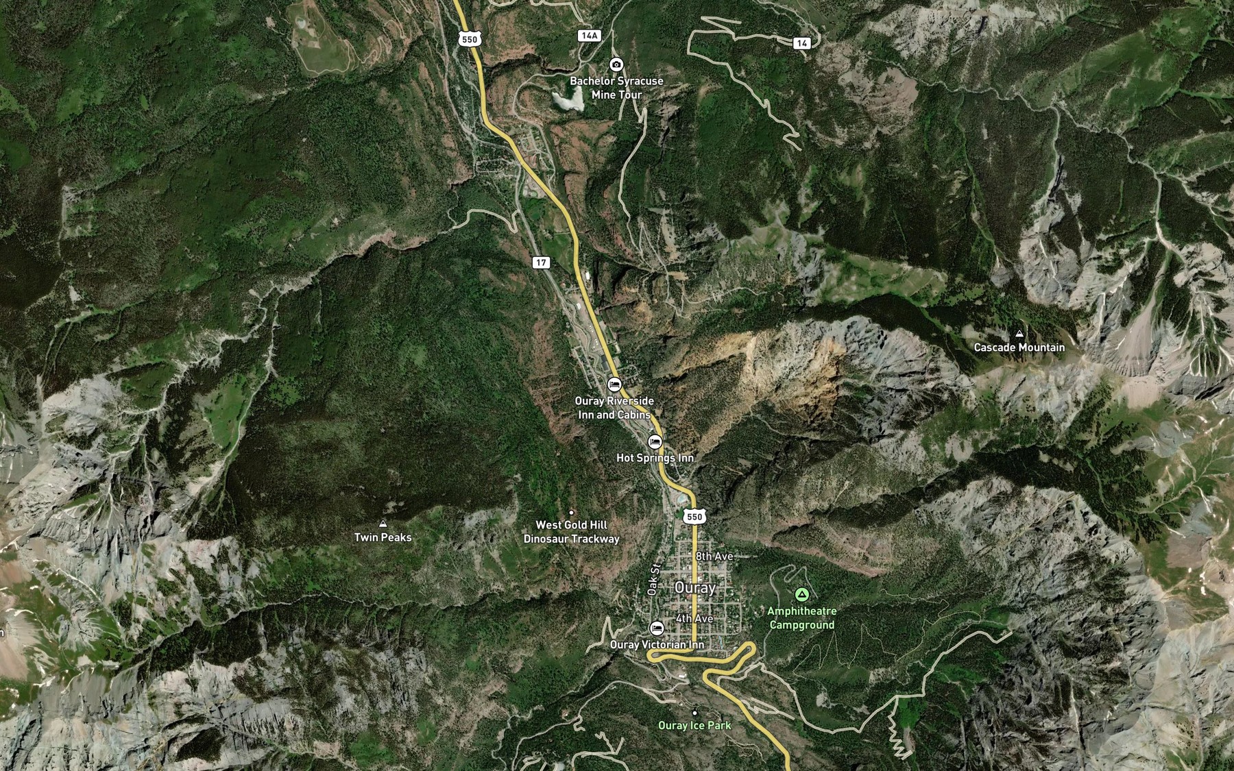 Satellite map of the Bridalveil Creek