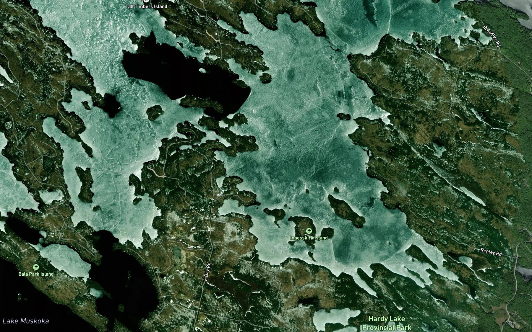 Satellite map of the Minnow Bay