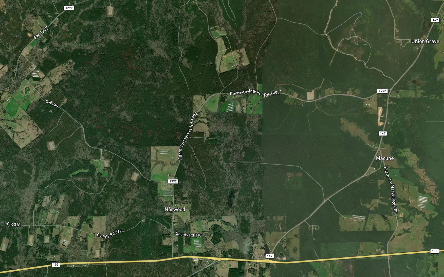 Satellite map of the Lick Branch