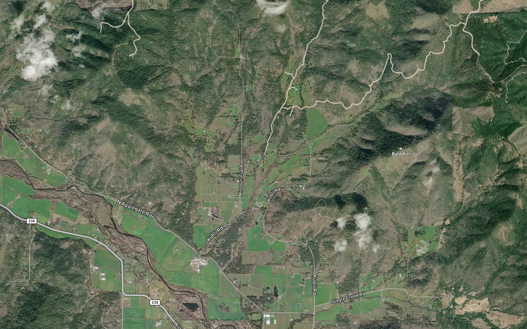 Satellite map of the Miners Creek