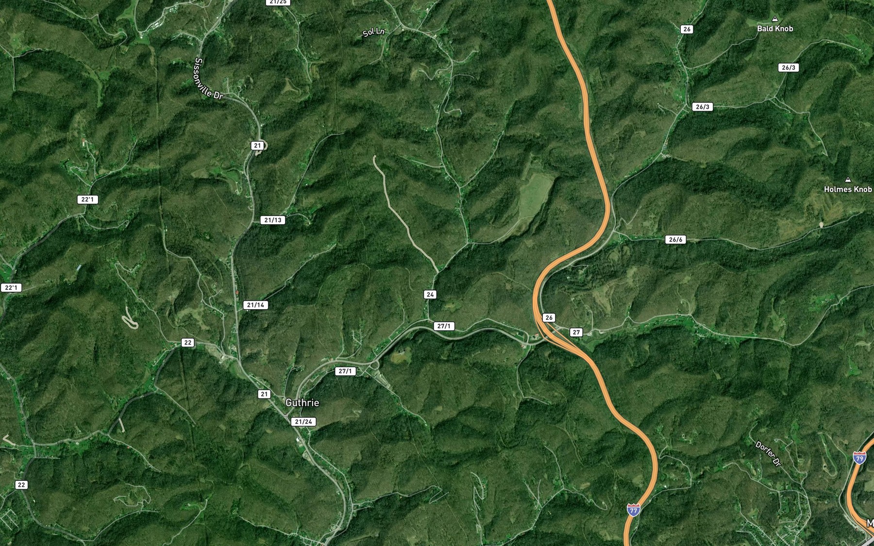 Satellite map of the Bonham Branch