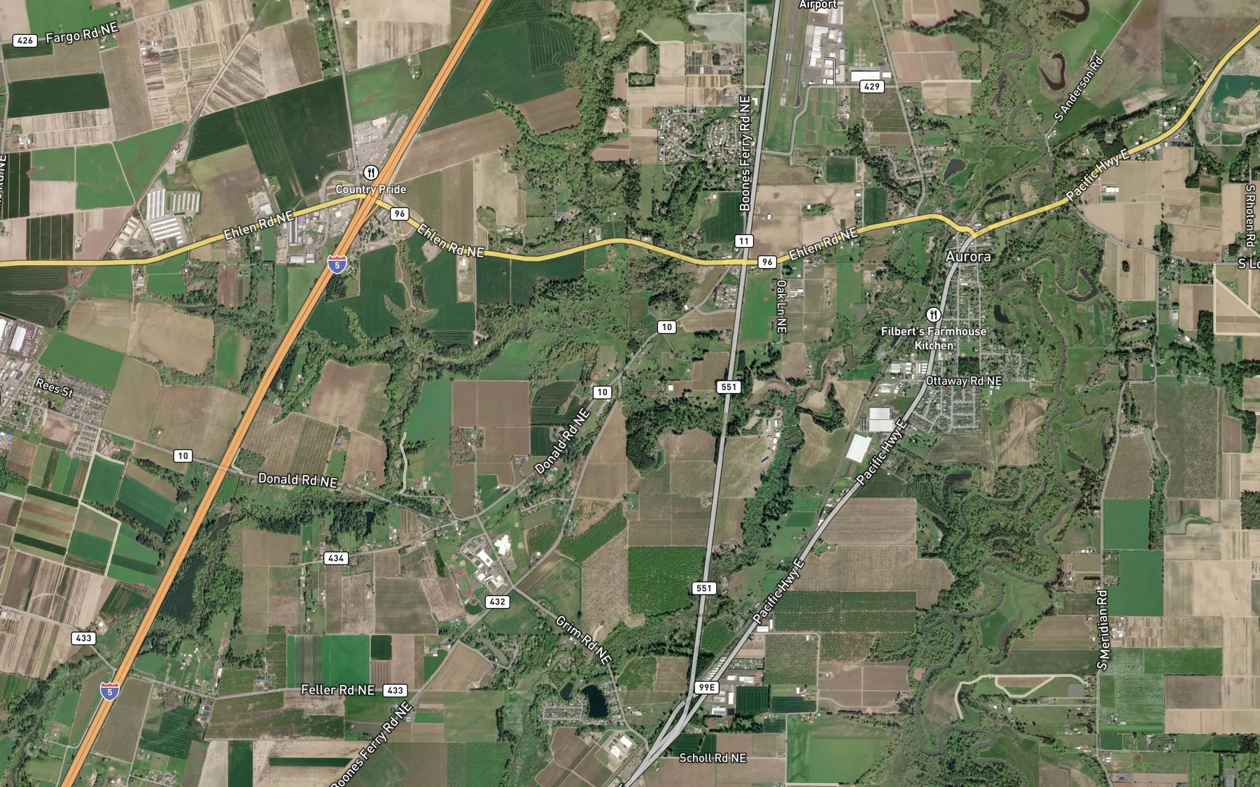 Satellite map of the Seven-up Creek