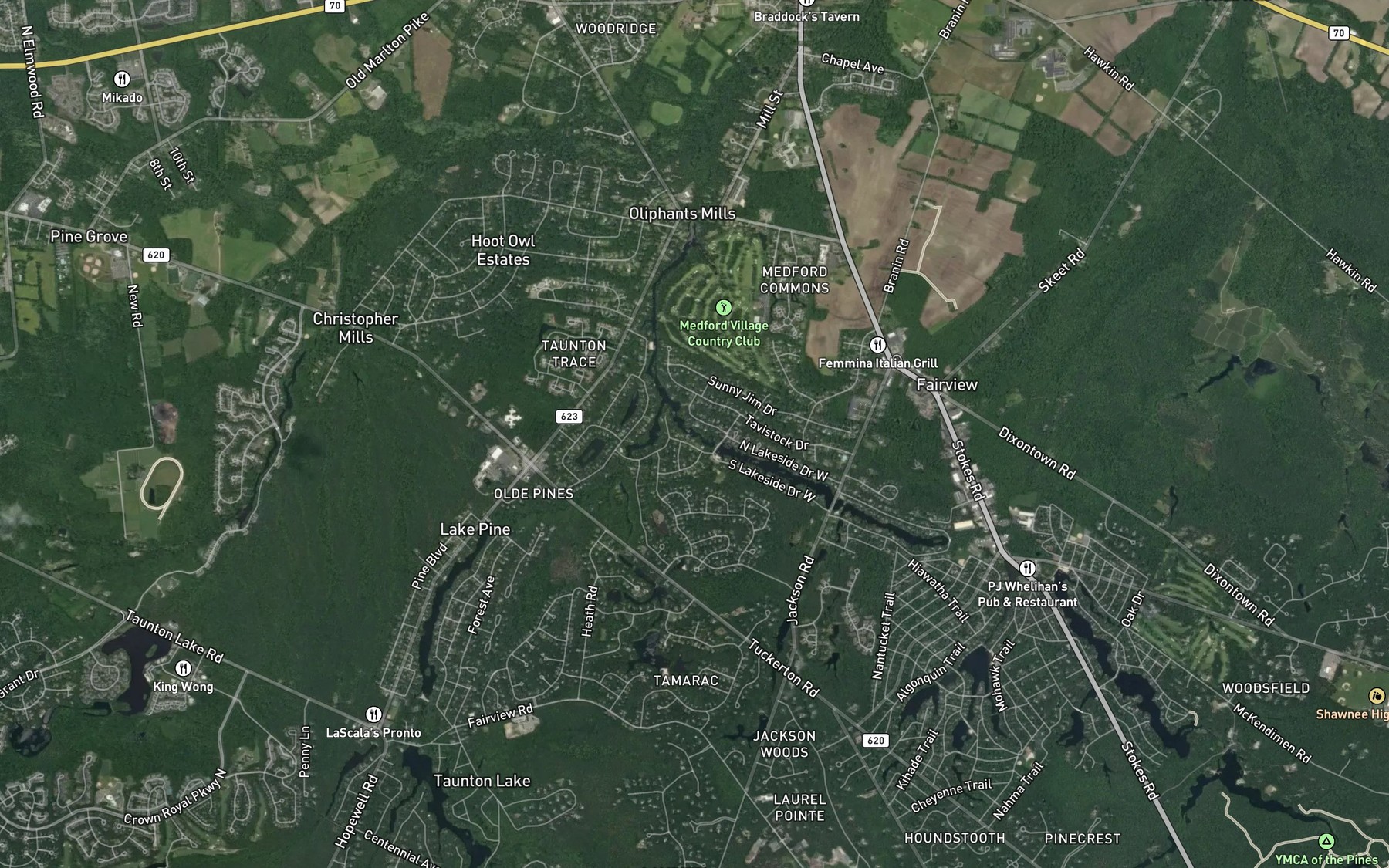 Satellite map of the Oliphants Lake
