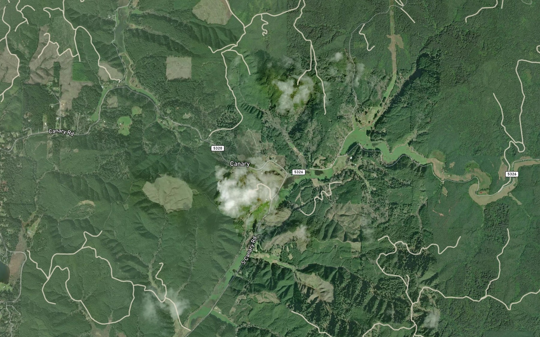 Satellite map of the Mount Canary Company Log Pond