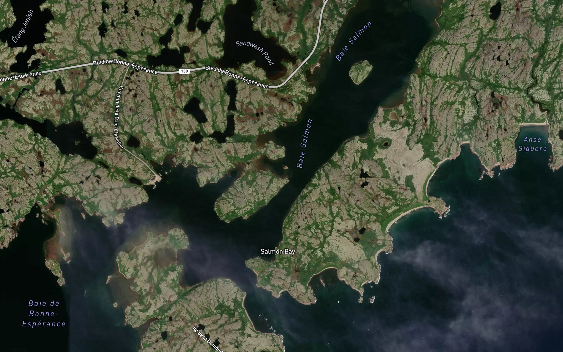 Satellite map of the Etang Jersey