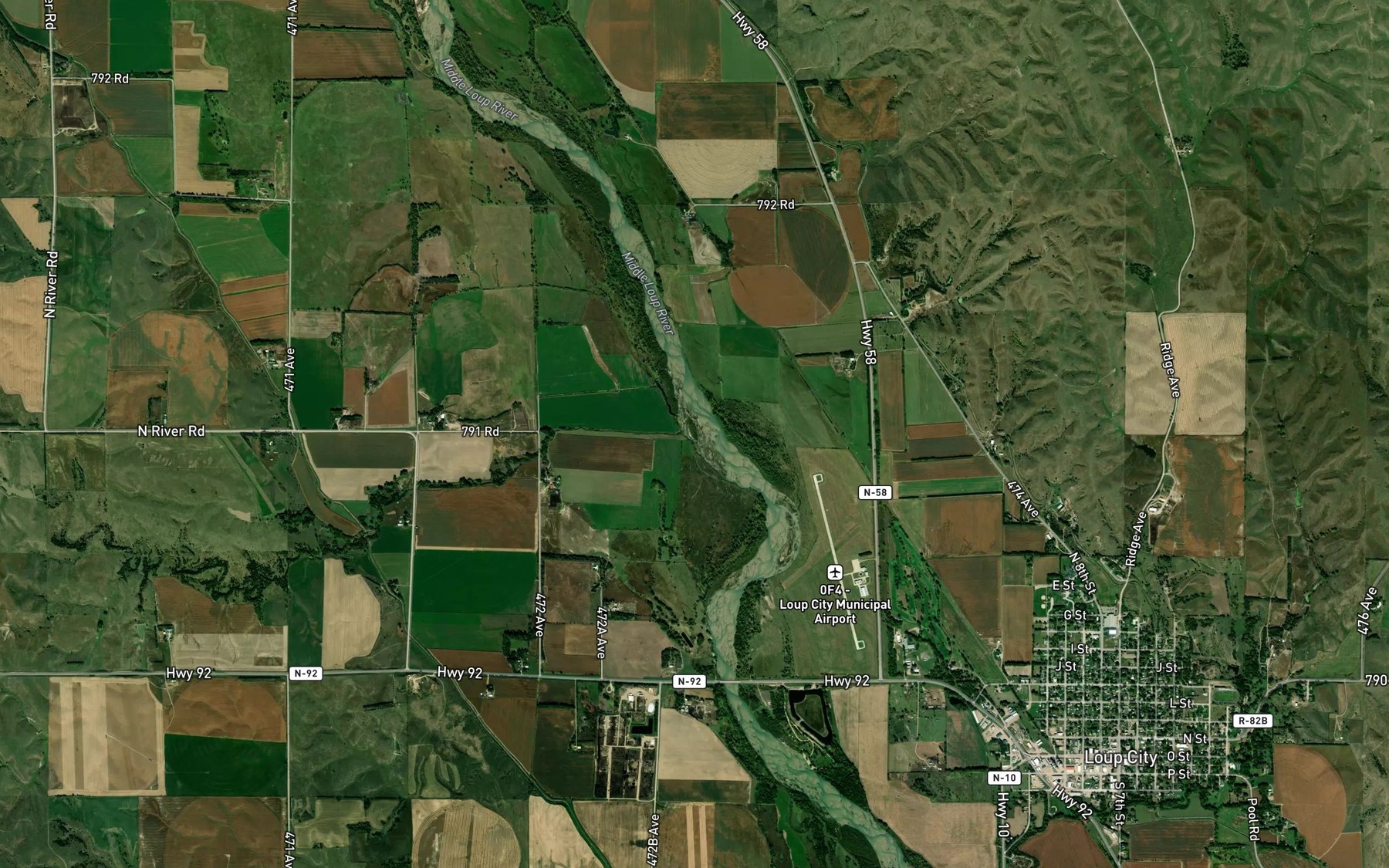 Satellite map of the Moon Creek