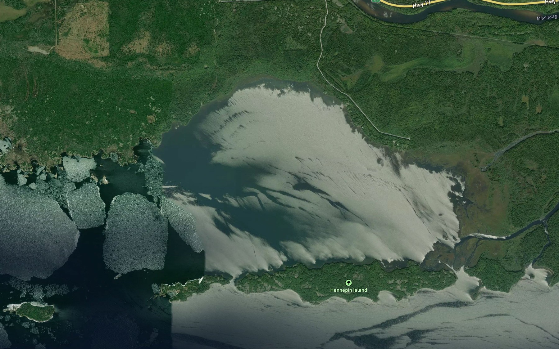 Satellite map of the Mississagi Bay