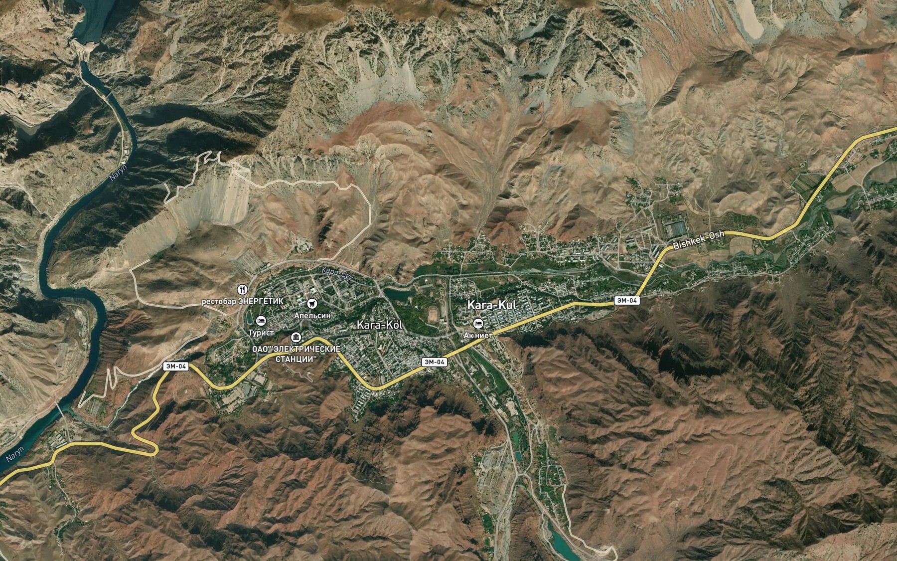 Satellite map of the Kaindy