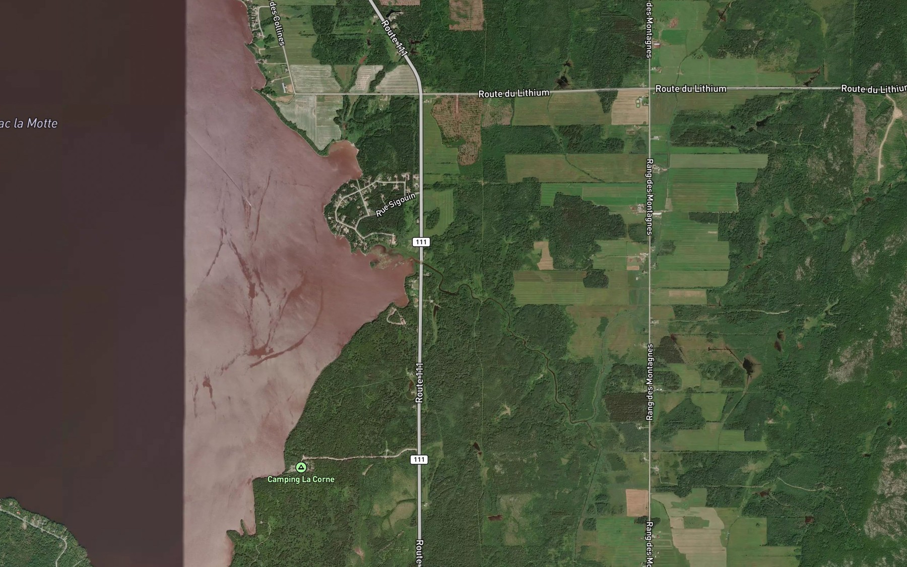 Satellite map of the Ruisseau Bedard