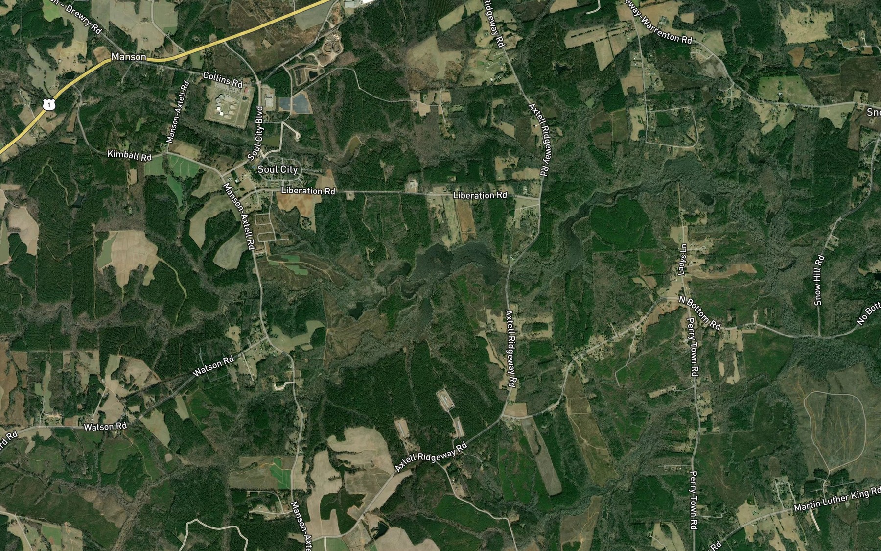 Satellite map of the Matthews Creek