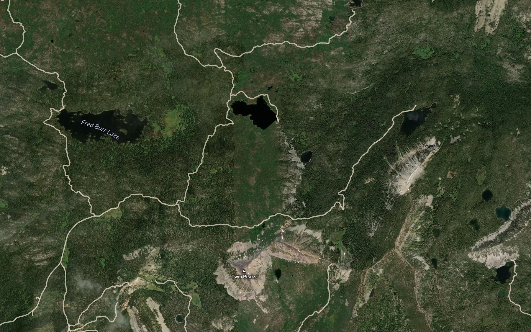 Satellite map of the Racetrack Lake
