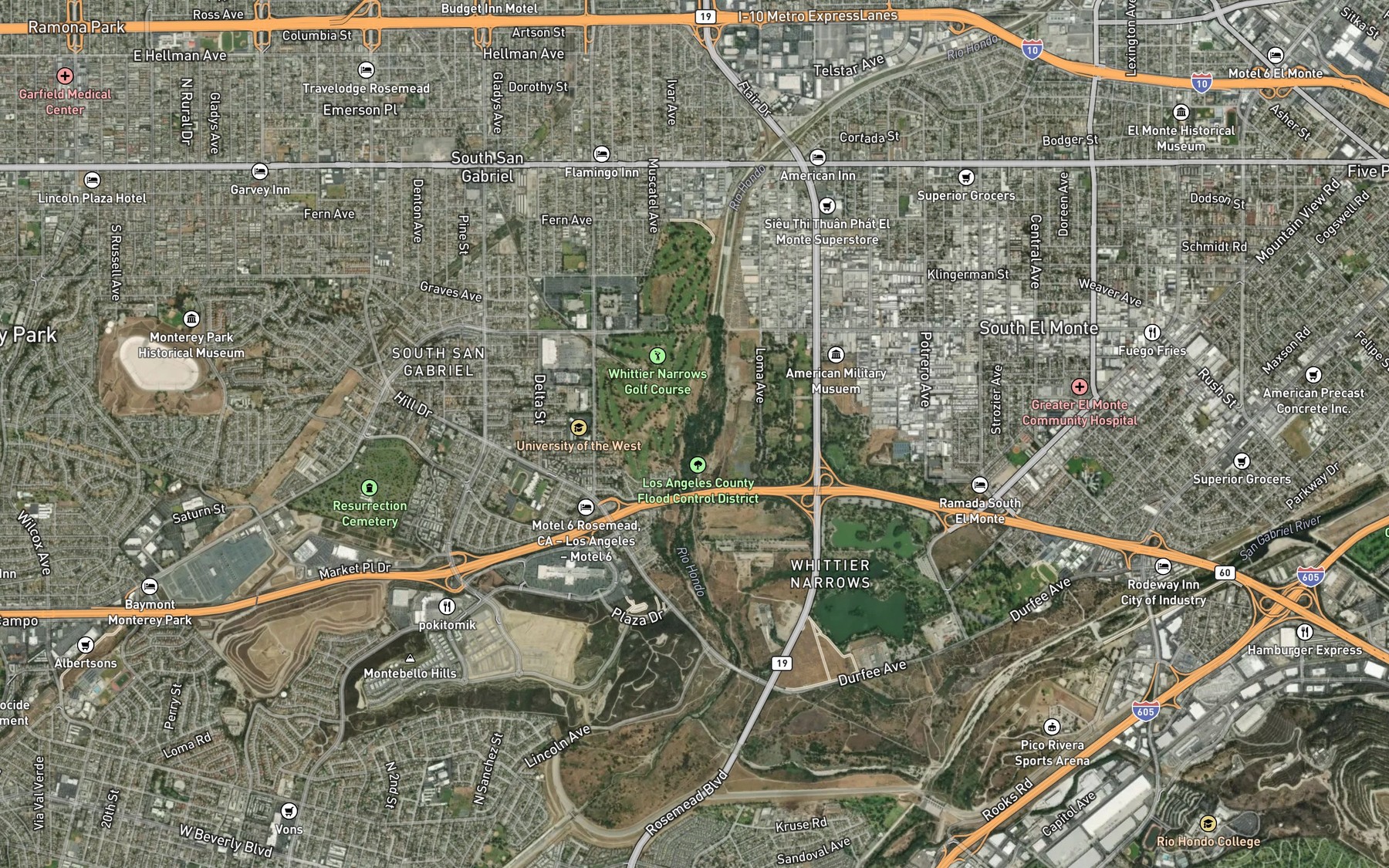 Satellite map of the Alhambra Wash