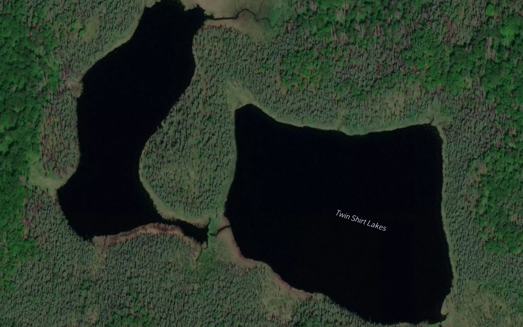 Satellite map of the Twin Shirt Lakes